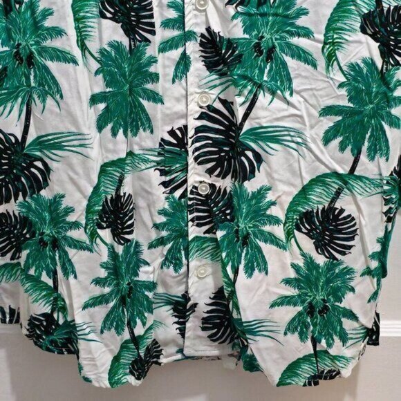 NWT Free Planet Casual Short Sleeve Shirt - Green Black White - Palm Trees Print - Picture 5 of 16